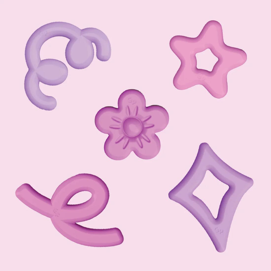 silicone shapes from the Gumdrop Pink Mini Sensory Play Jar Set By Glo Pals