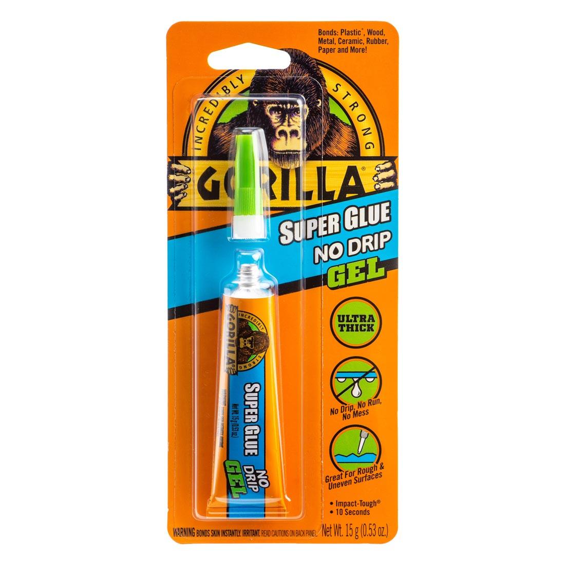 Gorilla Super Glue No Drip Gel, showng in packaging