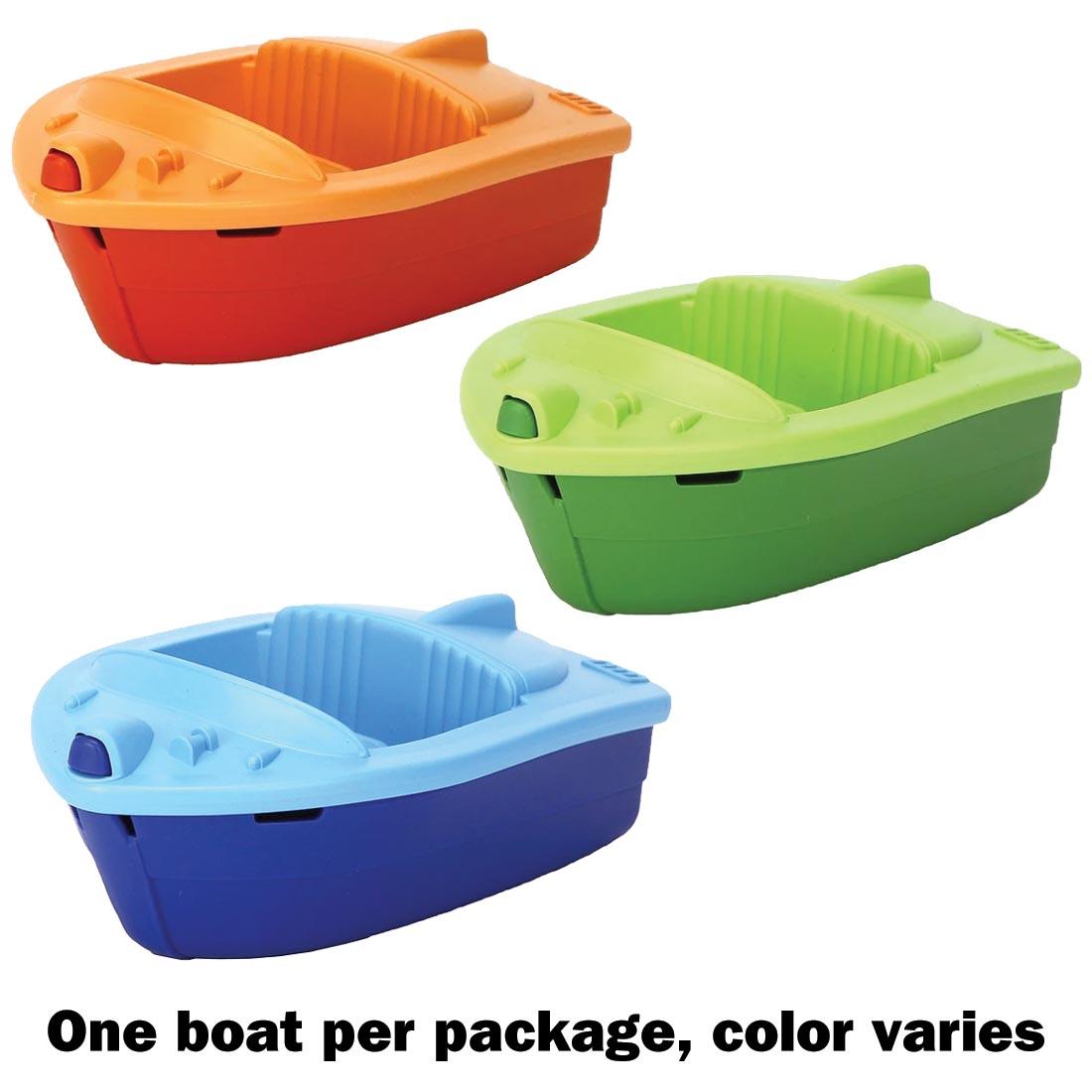 3 Green Toys Sport Boats with text One boat per package, color varies