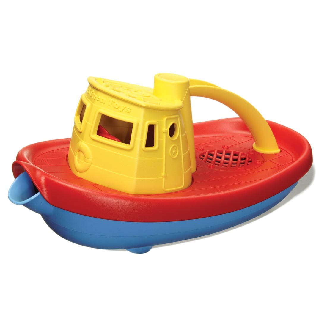 yellow, red and blue recycled plastic Green Toys Tugboat