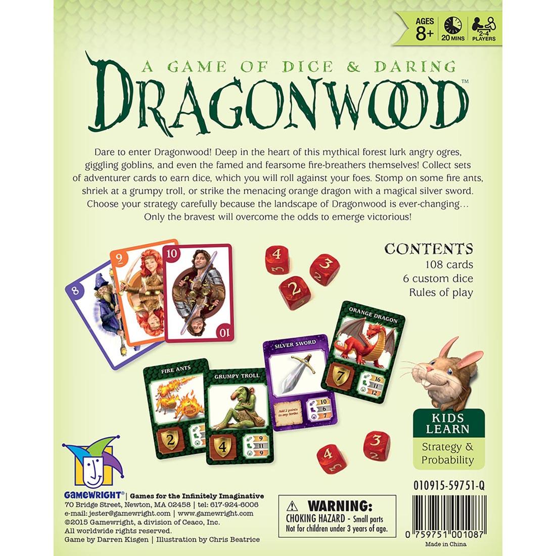 back of package for Dragonwood Game