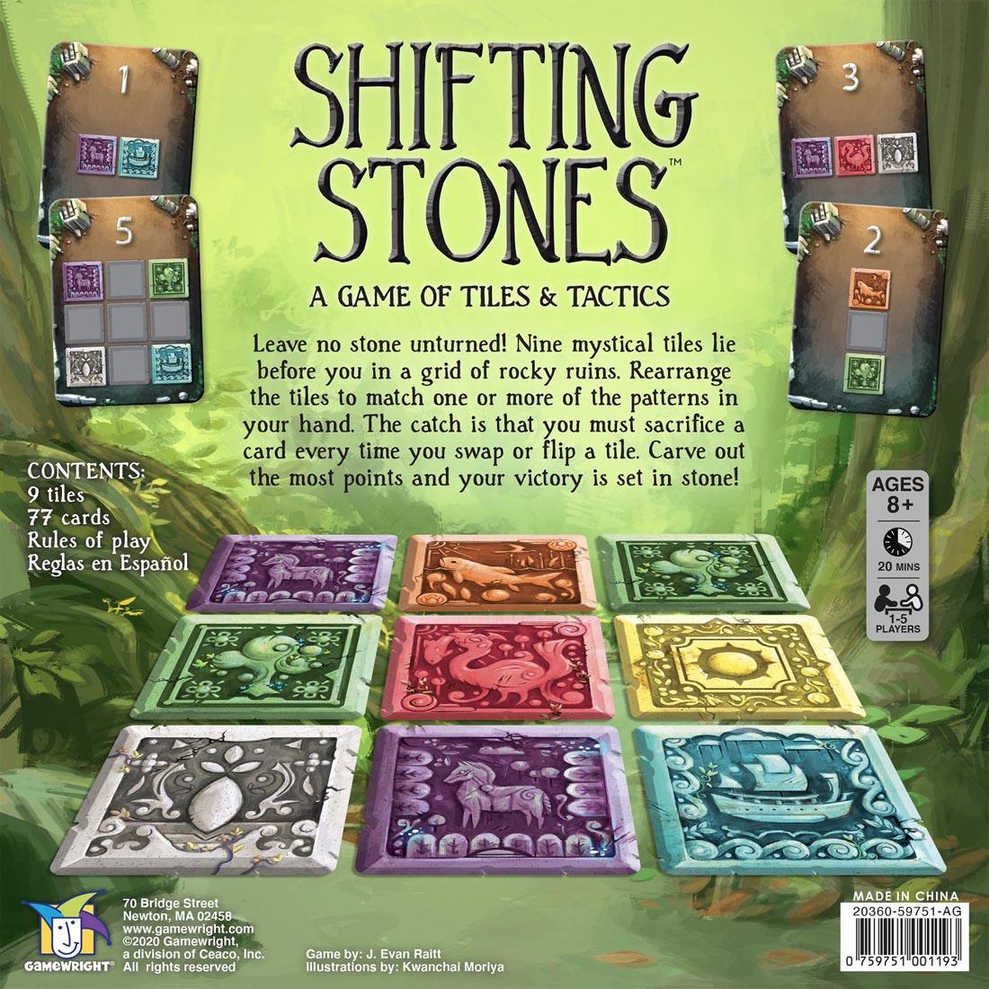 back of package for Shifting Stones Game