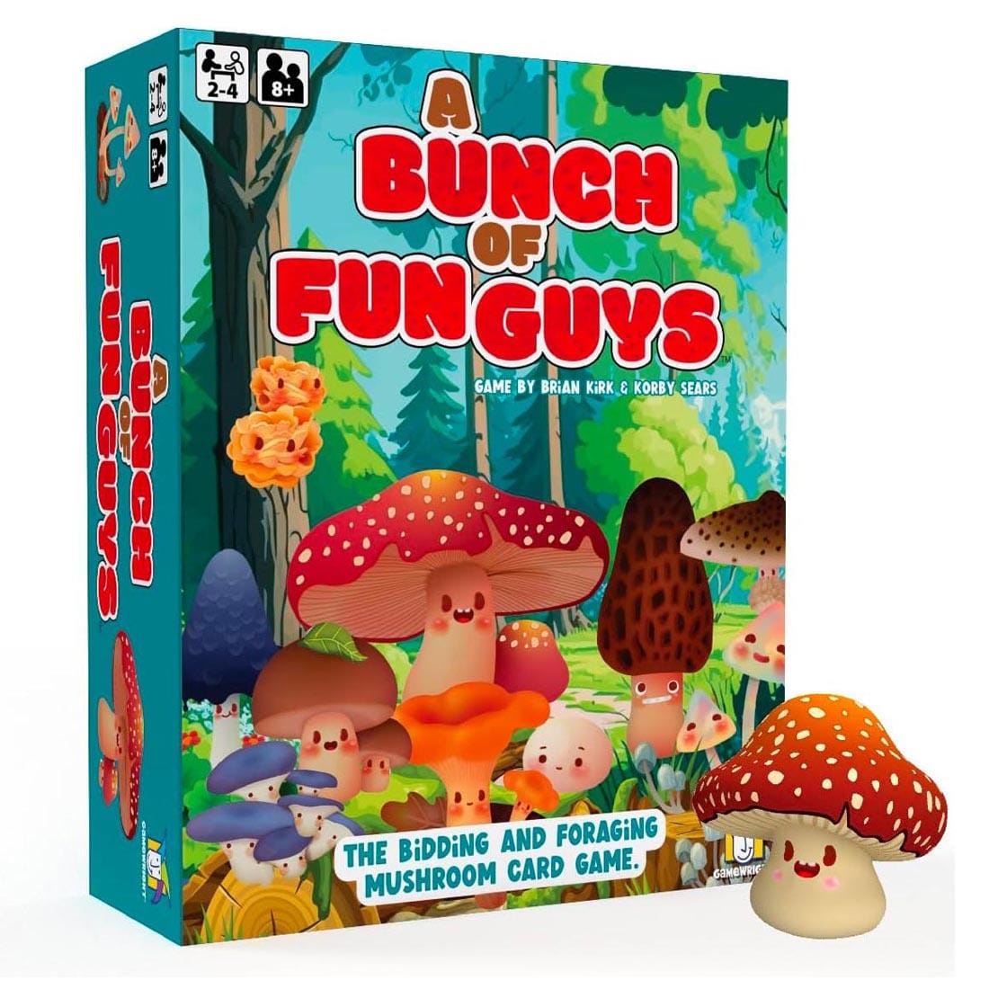 box for A Bunch Of Fun Guys Game plus the mushroom squishy that comes with it
