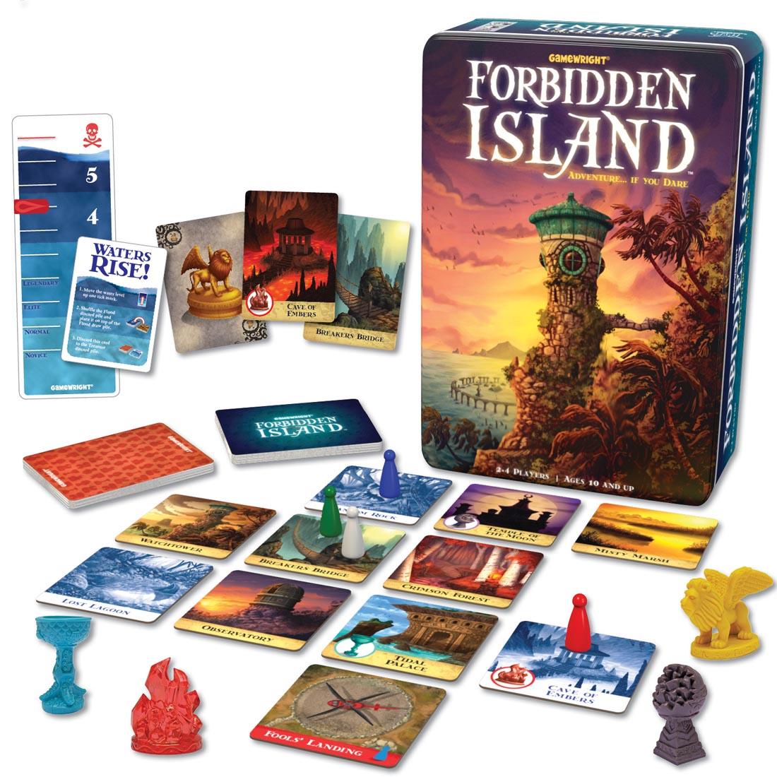 box and pieces of the Forbidden Island Cooperative Game