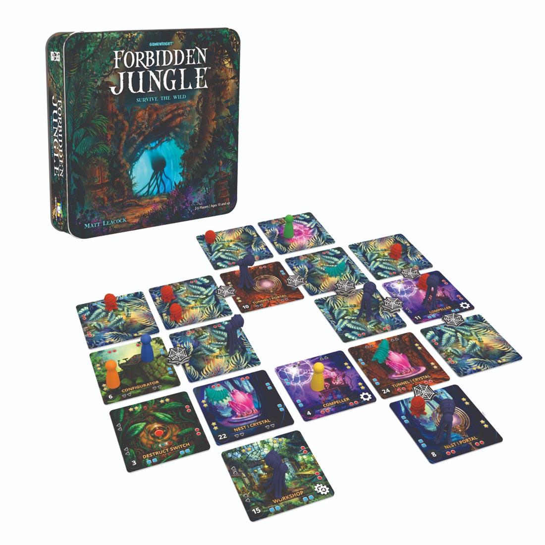 box and pieces of the Forbidden Jungle Cooperative Game