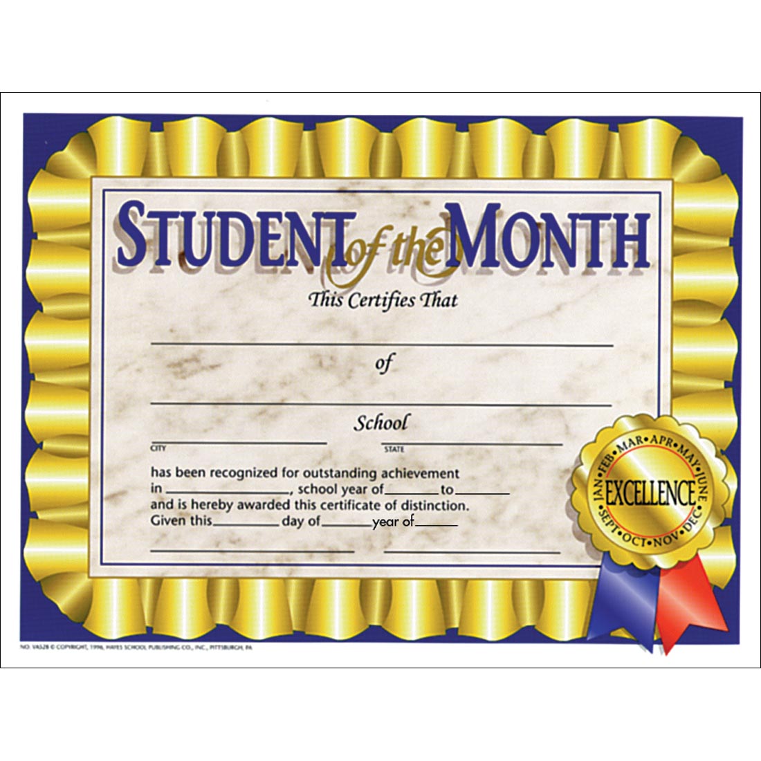 Blank Student Of The Month Certificate