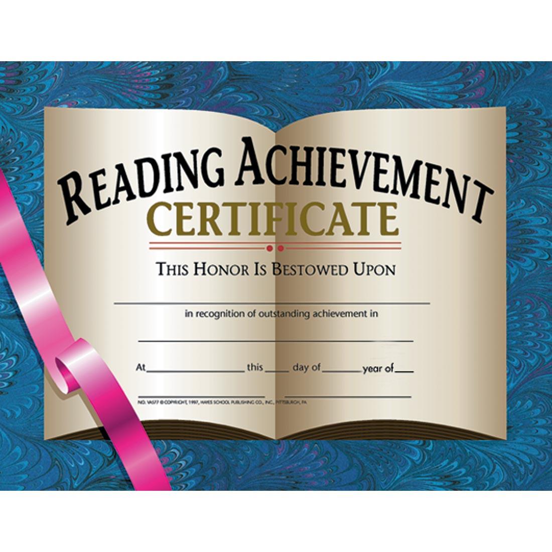 Blank Reading Achievement Certificate