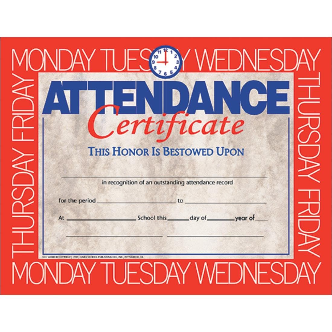 Blank Attendance Certificate