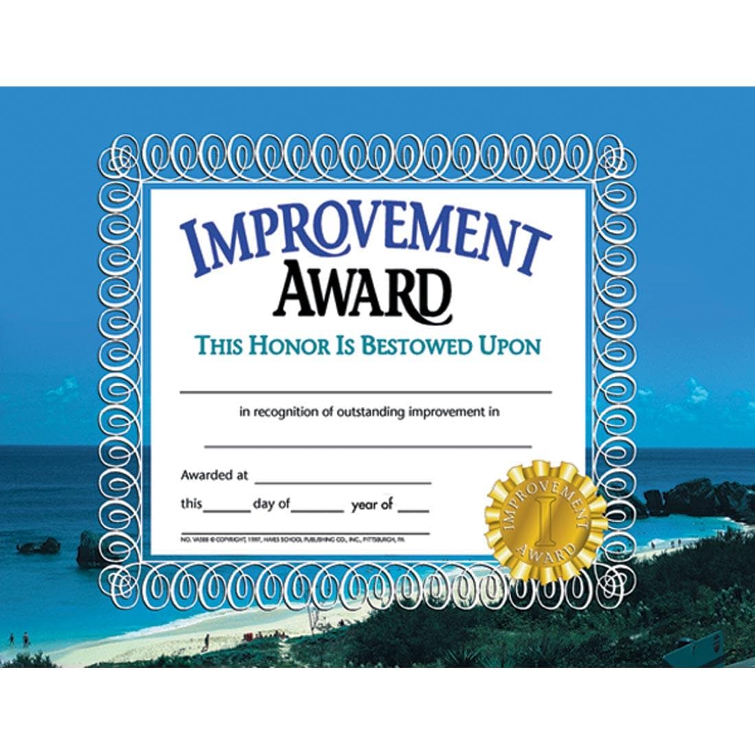 Blank Improvement Award Certificate