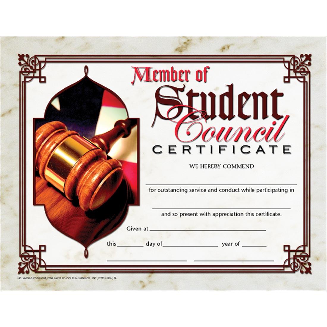 Member of Student Council Certificate