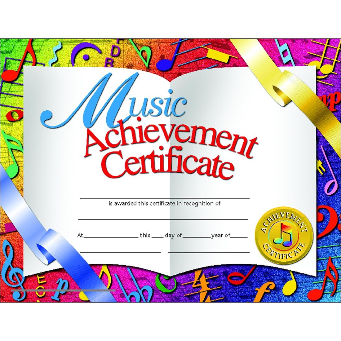Blank Music Achievement Certificate