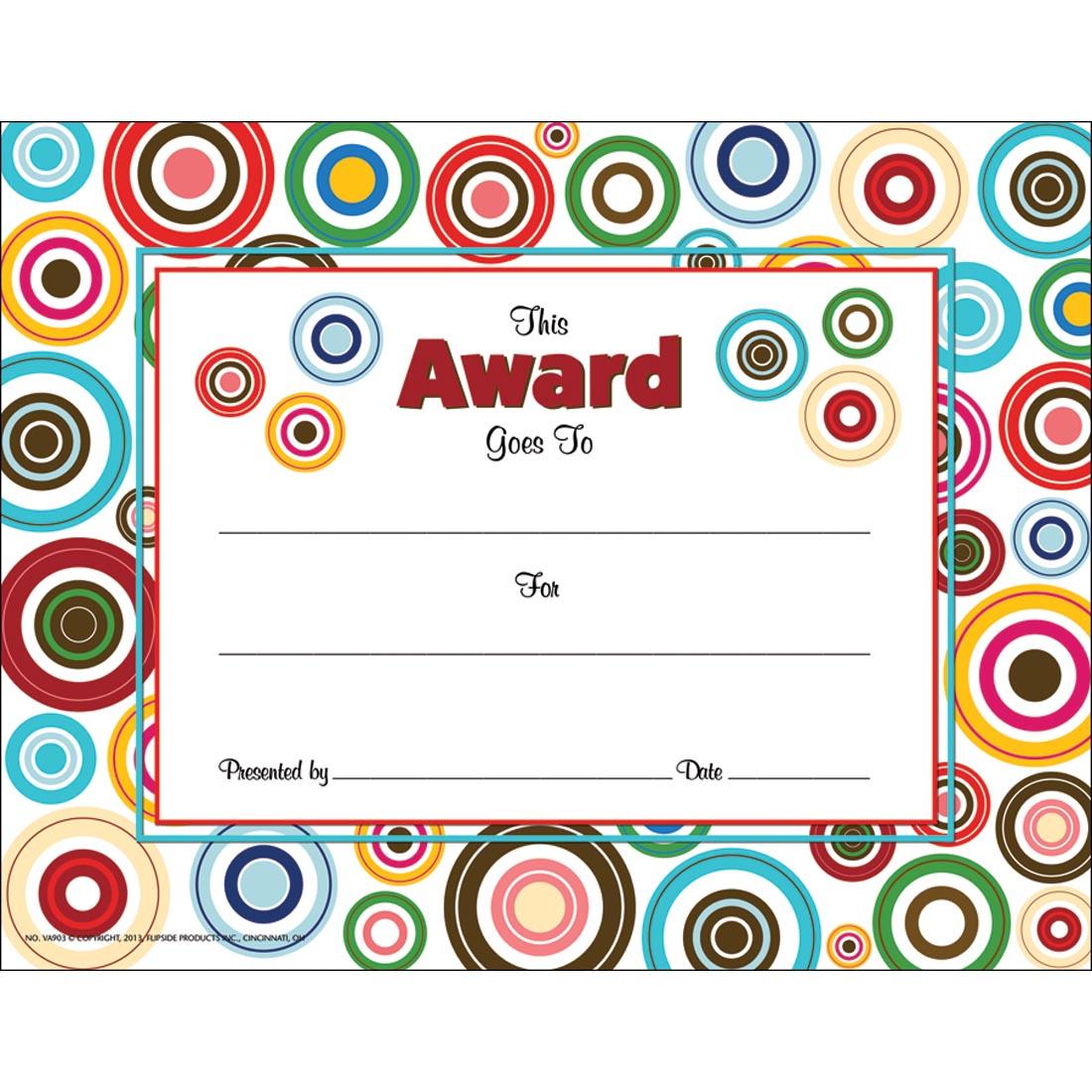This Award Goes To Certificate decorated with Concentric Circles