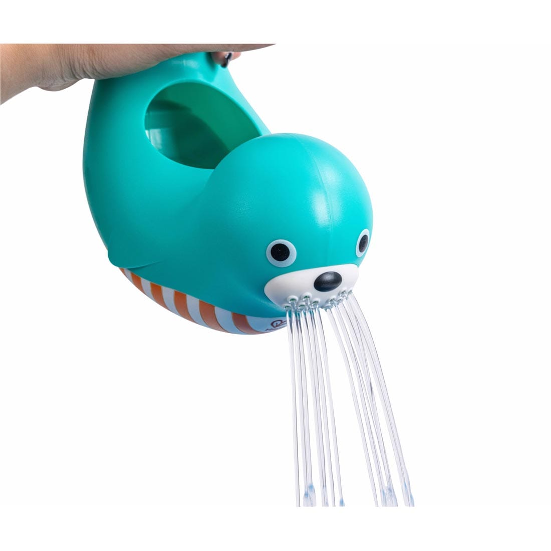 hand tipping the Happy Splashers Seal Jug with water pouring out