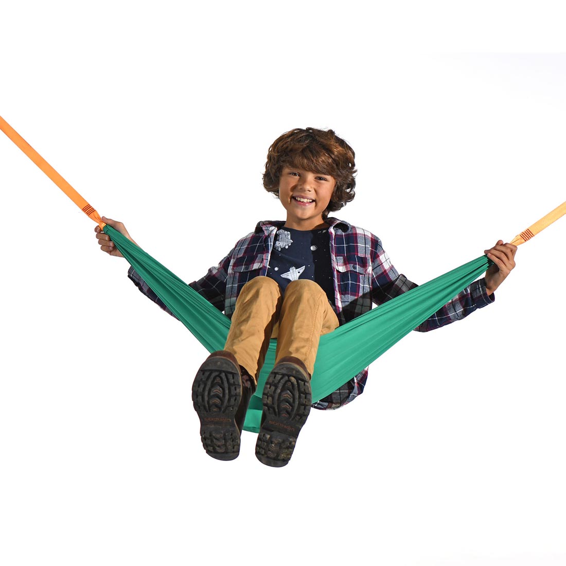 Child sitting in the Pocket Swing By Hape