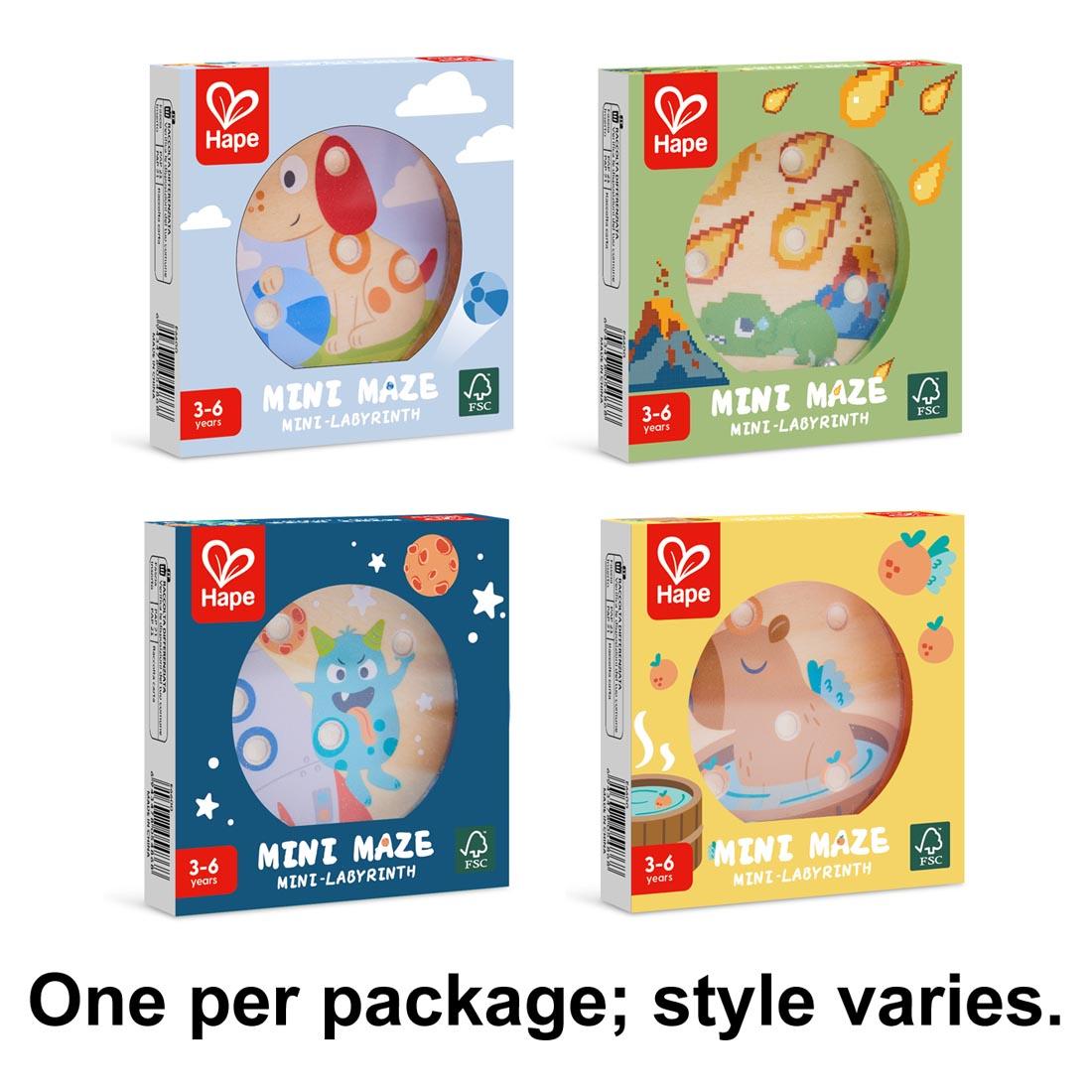 4 Mini Mazes By Hape plus text One per package; style varies