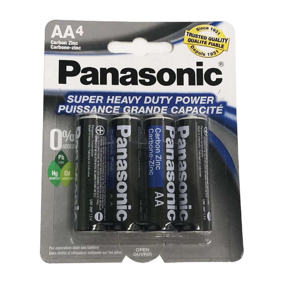 4-Count Package of Panasonic AA Batteries