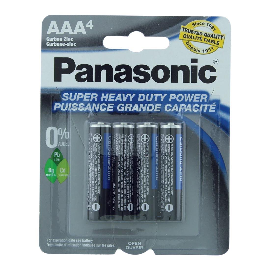 4-Count Package of Panasonic AAA Batteries