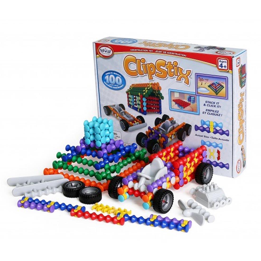 Clipstix 100-Piece Set By Popular Playthings shown with some pieces already built