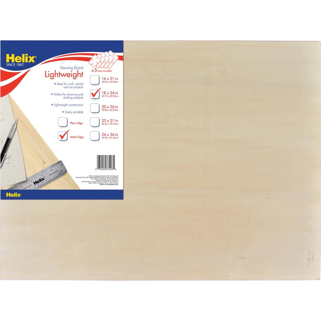 Helix Air-Tite 18x24" Metal Edge Wooden Drawing Board