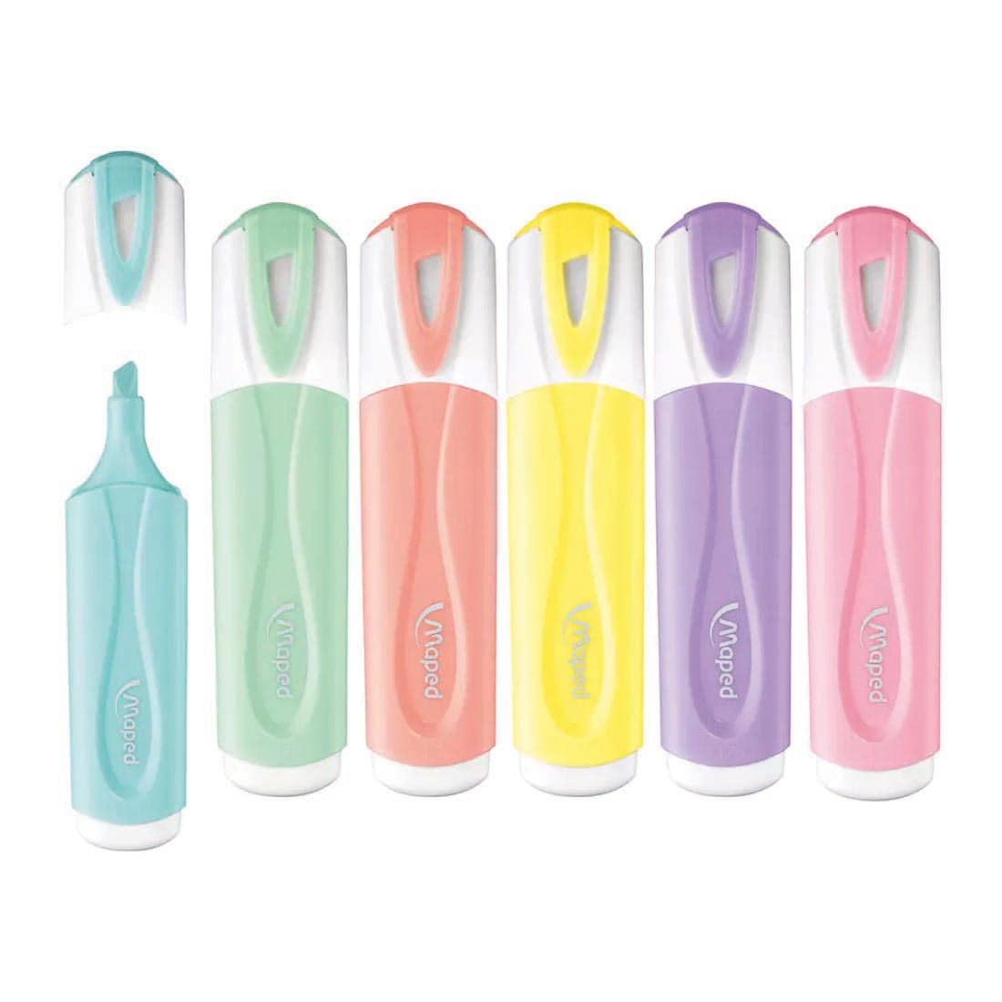 6 Maped Pastel Highlighters, 1 with lid off
