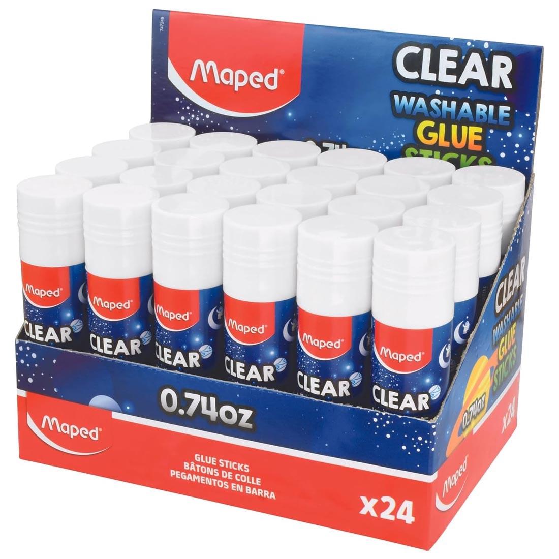 Washable 0.74 oz. Clear Glue Sticks 24-Count Package by Maped