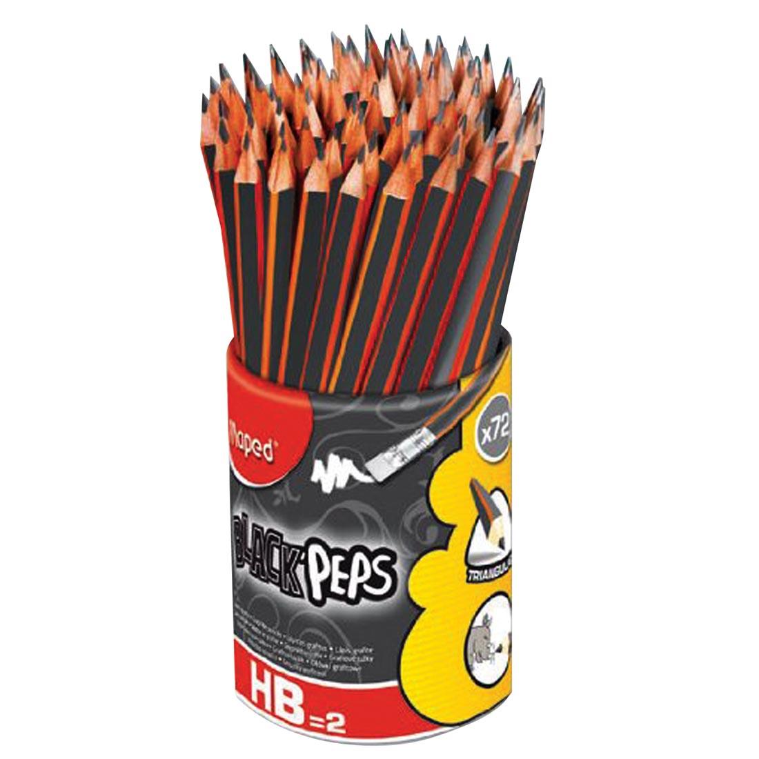 Maped Black'Peps Graphite Pencils 72-Count Canister