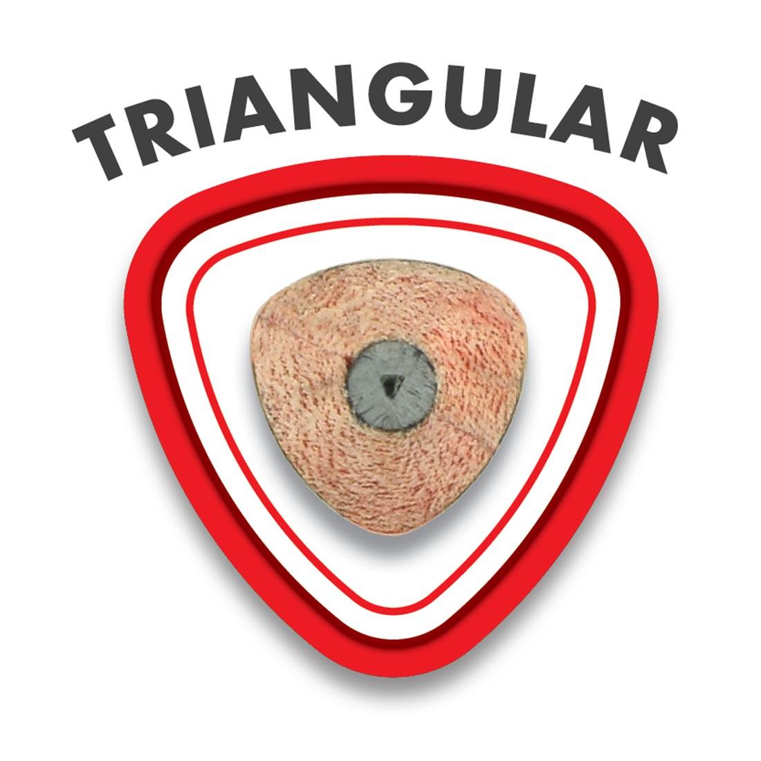 cross-section view of a Maped Triangular Graphite Pencil with text Triangular