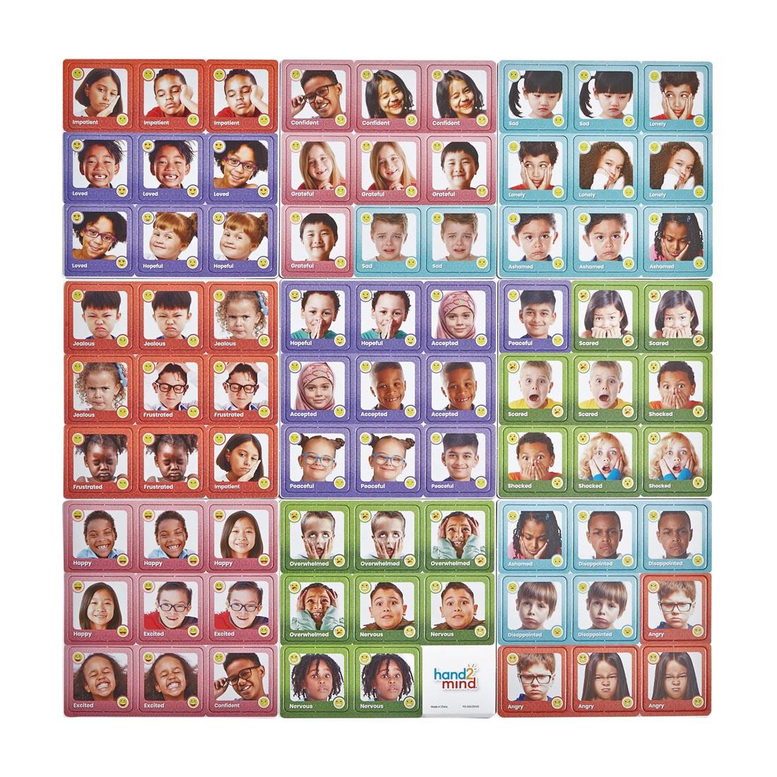 components of the Express Your Feelings Memory Match Game By Hand2Mind