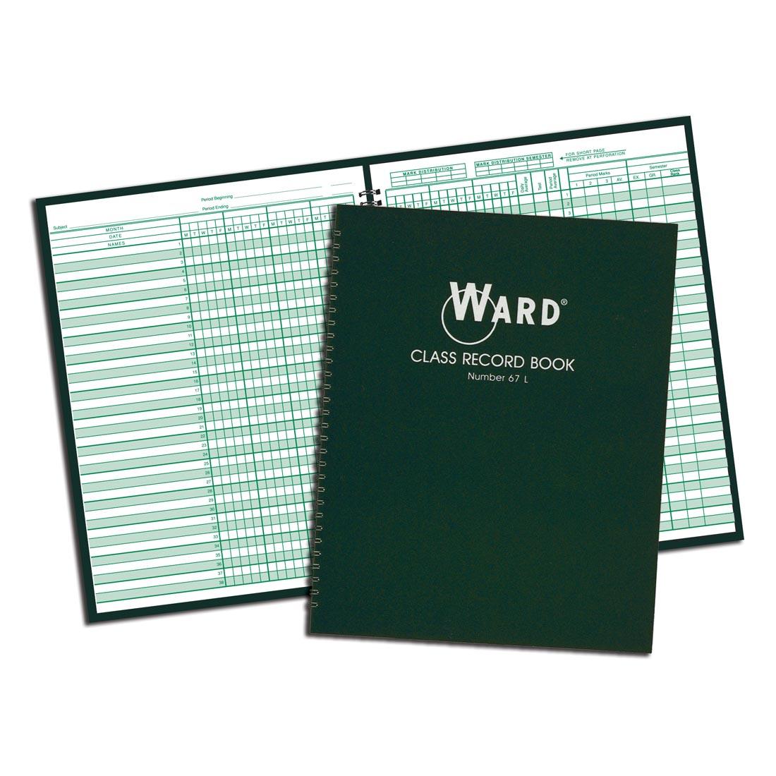 Ward Class Record Book, for 6-7 Week Grading Periods, shown both open and closed