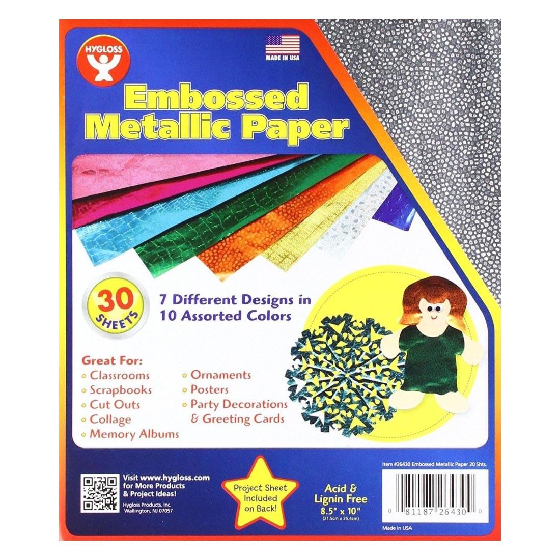 Hygloss Embossed Metallic Paper in packaging