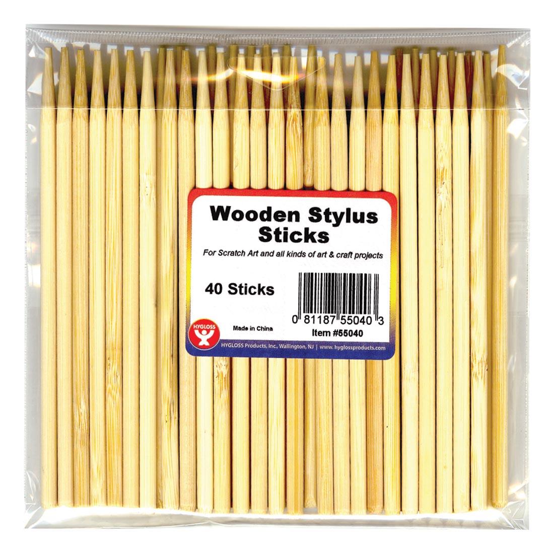 40 wooden stylus sticks in packaging