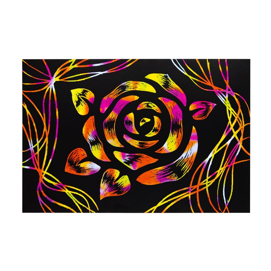 flower made on a Hygloss Scratch Fun Rainbow Board