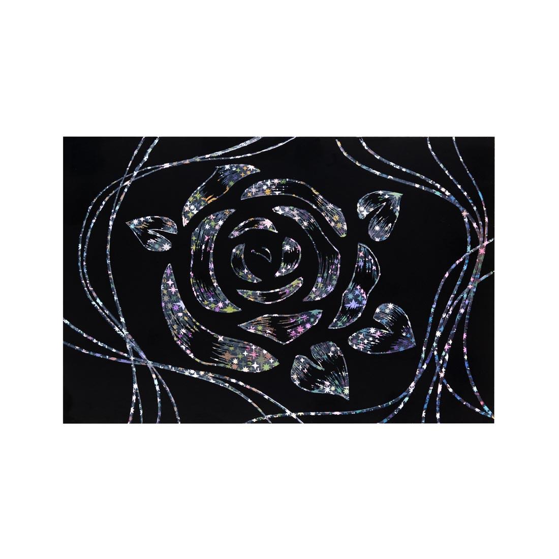flower created on a Hygloss Scratch Fun Holographic Board