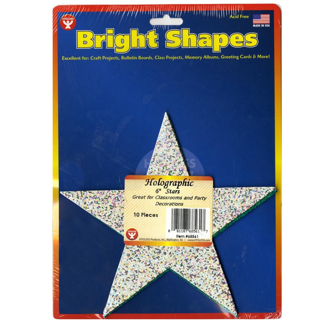 Package of Bright Shapes Assorted Holographic Star Cut-Outs