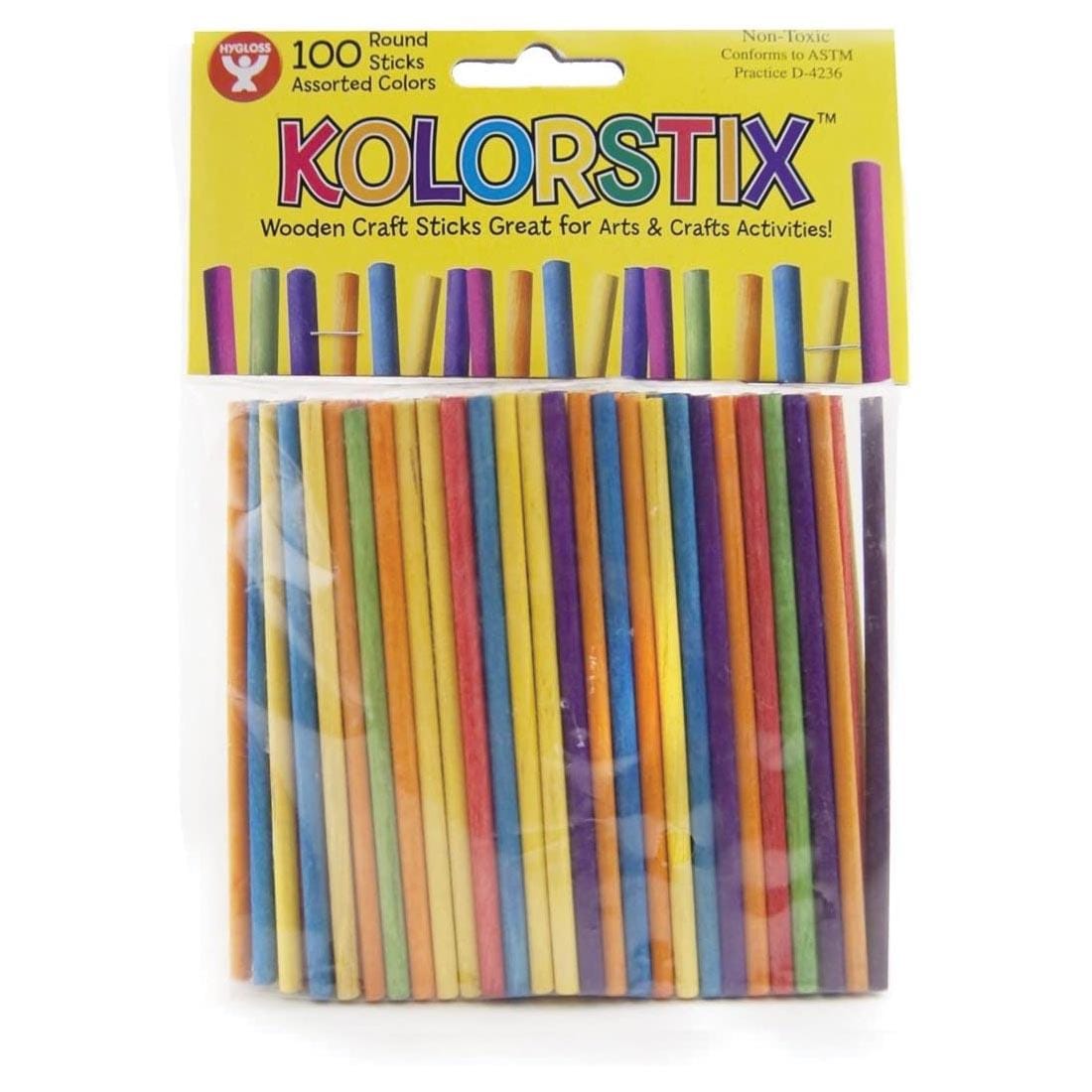 Hygloss KolorStix Round Wood Craft Sticks