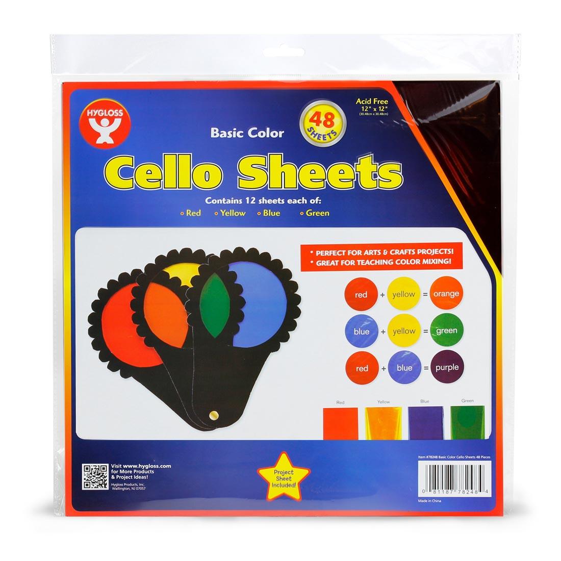 package of Hygloss Basic Color Cello Sheets