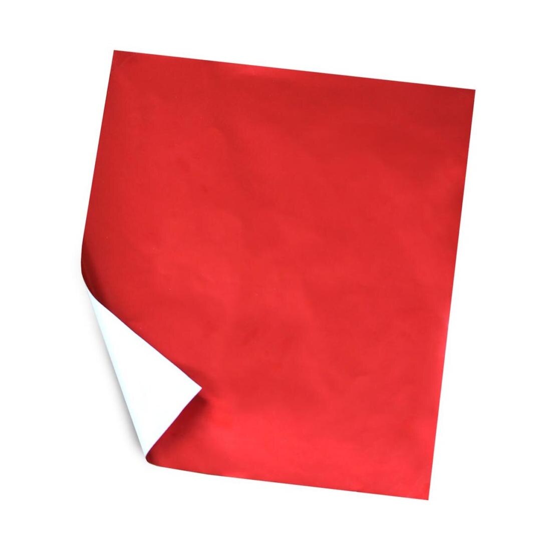 Sheet of red Metallic Foil Paper with one corner curled up, to show white paper on the back