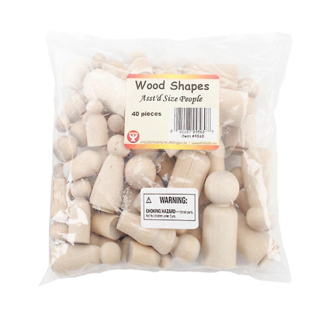 Bag of Assorted Size People Wood Shapes