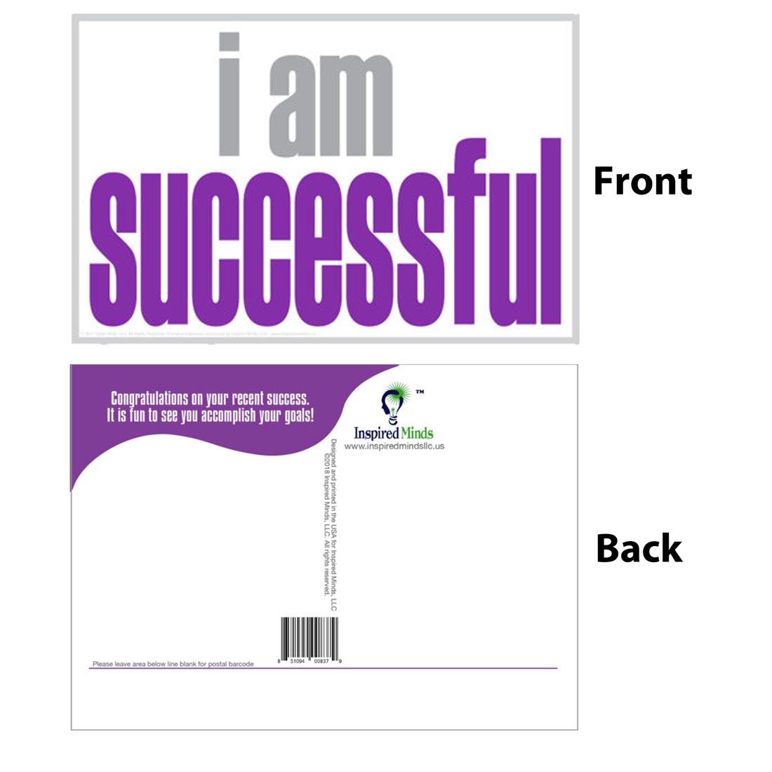 Front and back of the I Am Successful Postcard