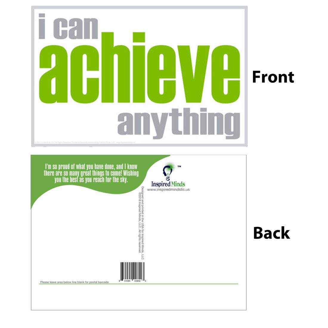 Front and back of the I Can Achieve Anything Postcard