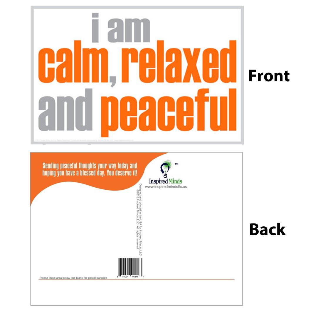 Front and back of the I Am Calm, Relaxed And Peaceful Postcard