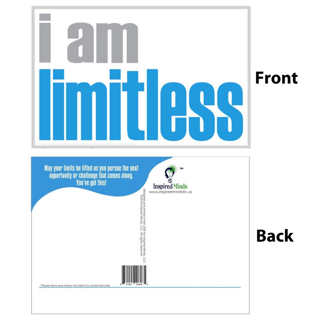 Front and back of the I Am Limitless Postcard