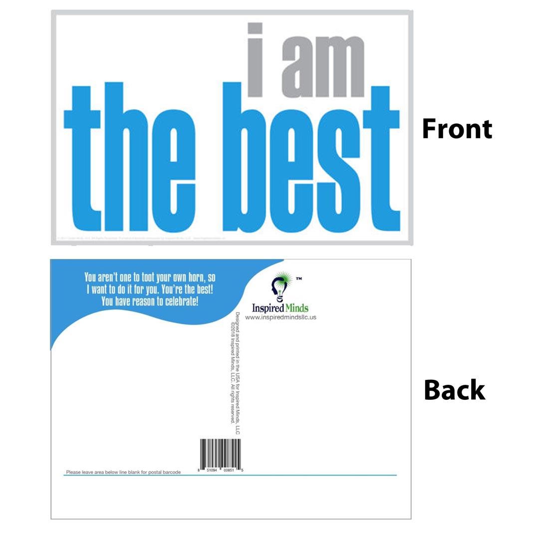 Front and back of the I Am The Best Postcard