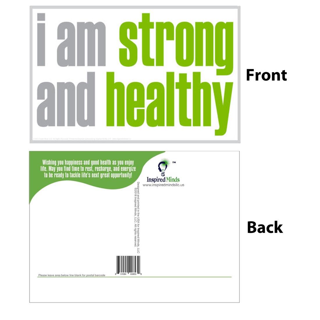 Front and back of the I Am Strong And Healthy Postcard