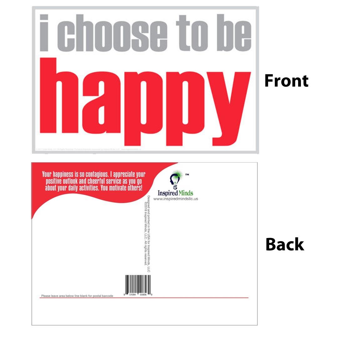 Front and back of the I Choose To Be Happy Postcard