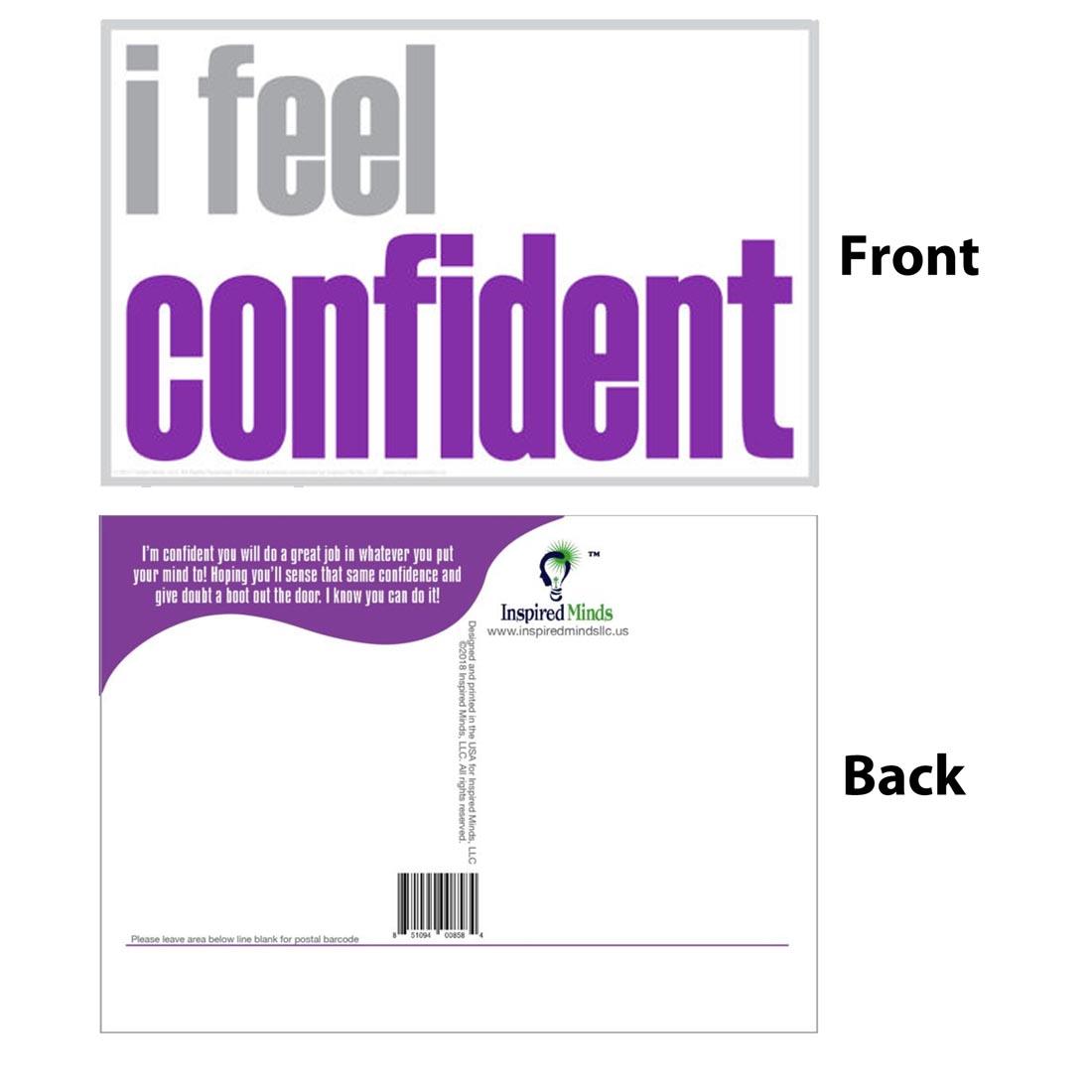 Front and back of the I Feel Confident Postcard