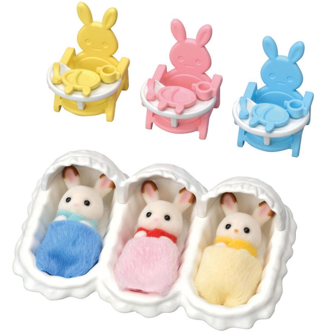 Calico Critters Chocolate Rabbit Triplets Care Set