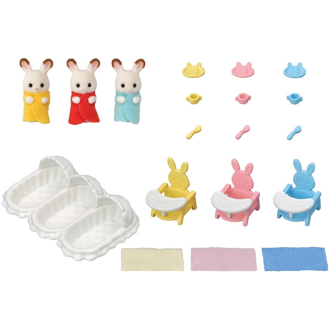 Calico Critters Chocolate Rabbit Triplets Care Set