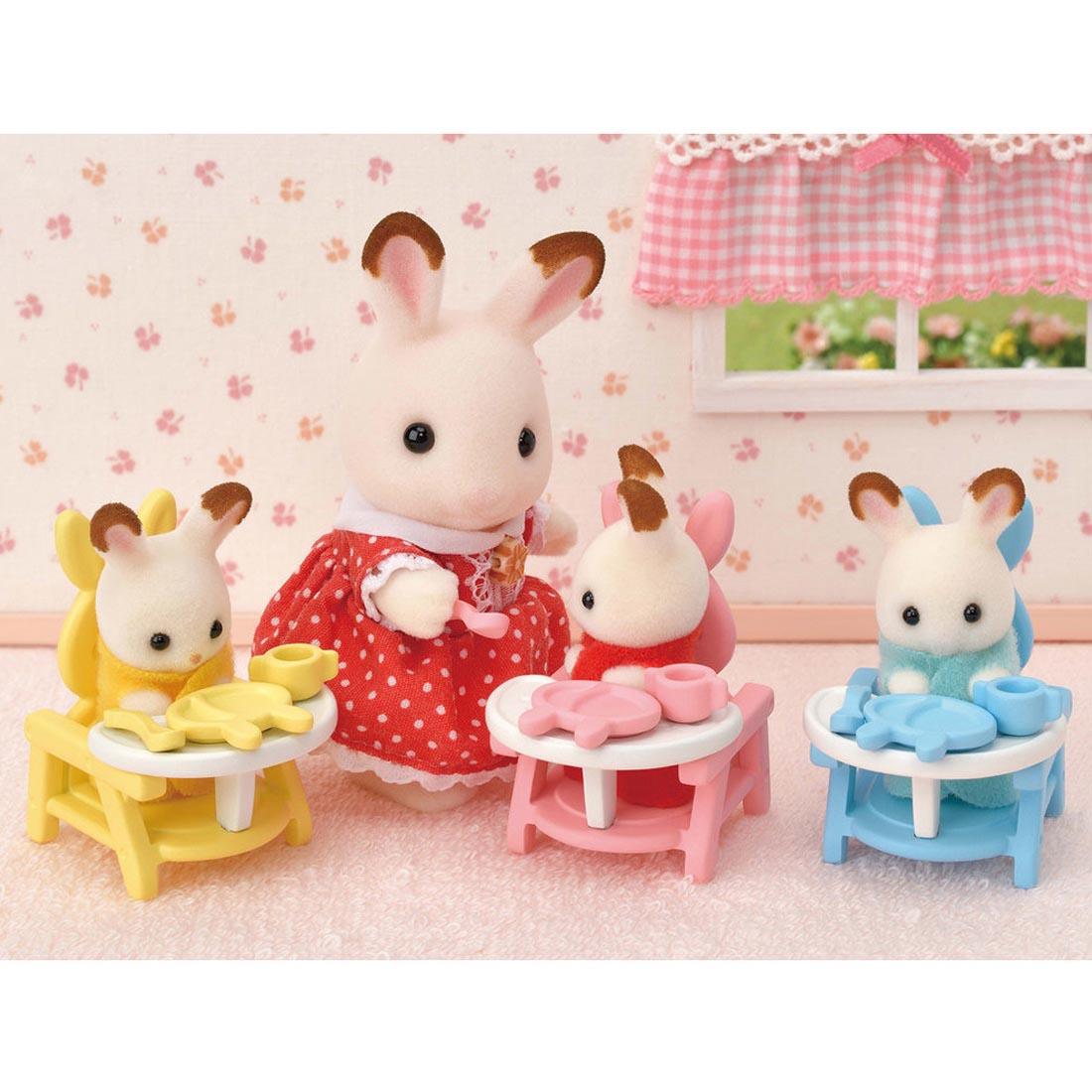 Calico Critters Chocolate Rabbit Triplets Care Set