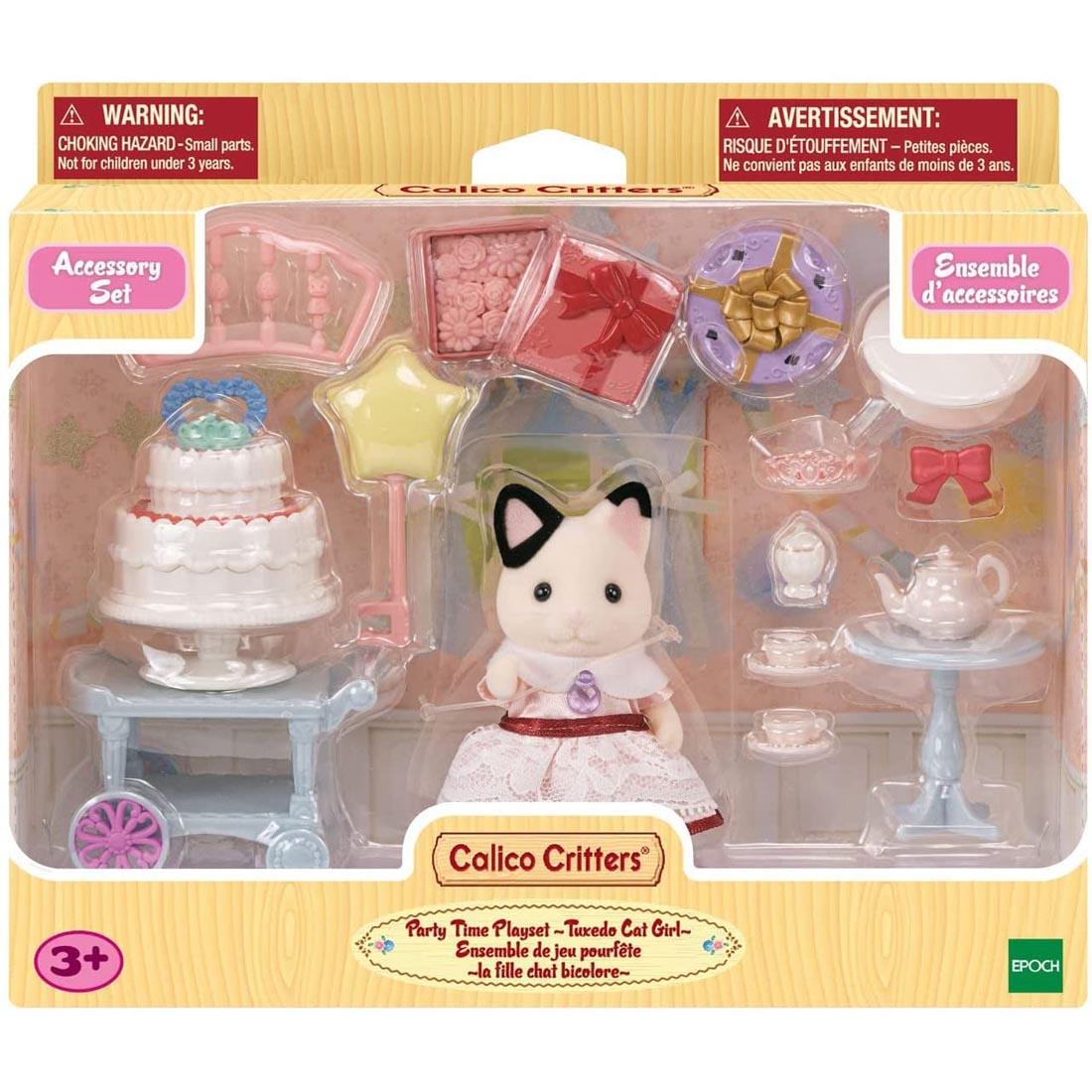 Calico Critters Tuxedo Cat Girl Party Time Playset
